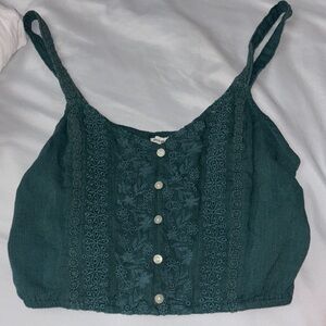 Dark Green Embroidered Women's Top